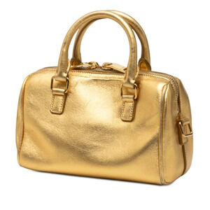 Saint Laurent Shoulder Bag Duffle Gold 2way Leather Baby Gold